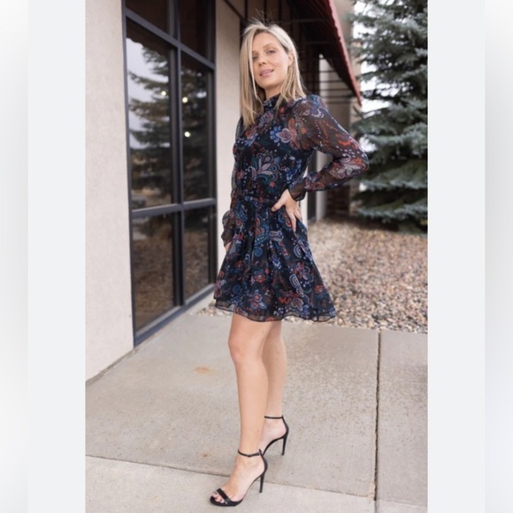 Veronica Beard Bolade Silk Georgette Paisley Tiered Mini dress Size 2 - Picture 16 of 16